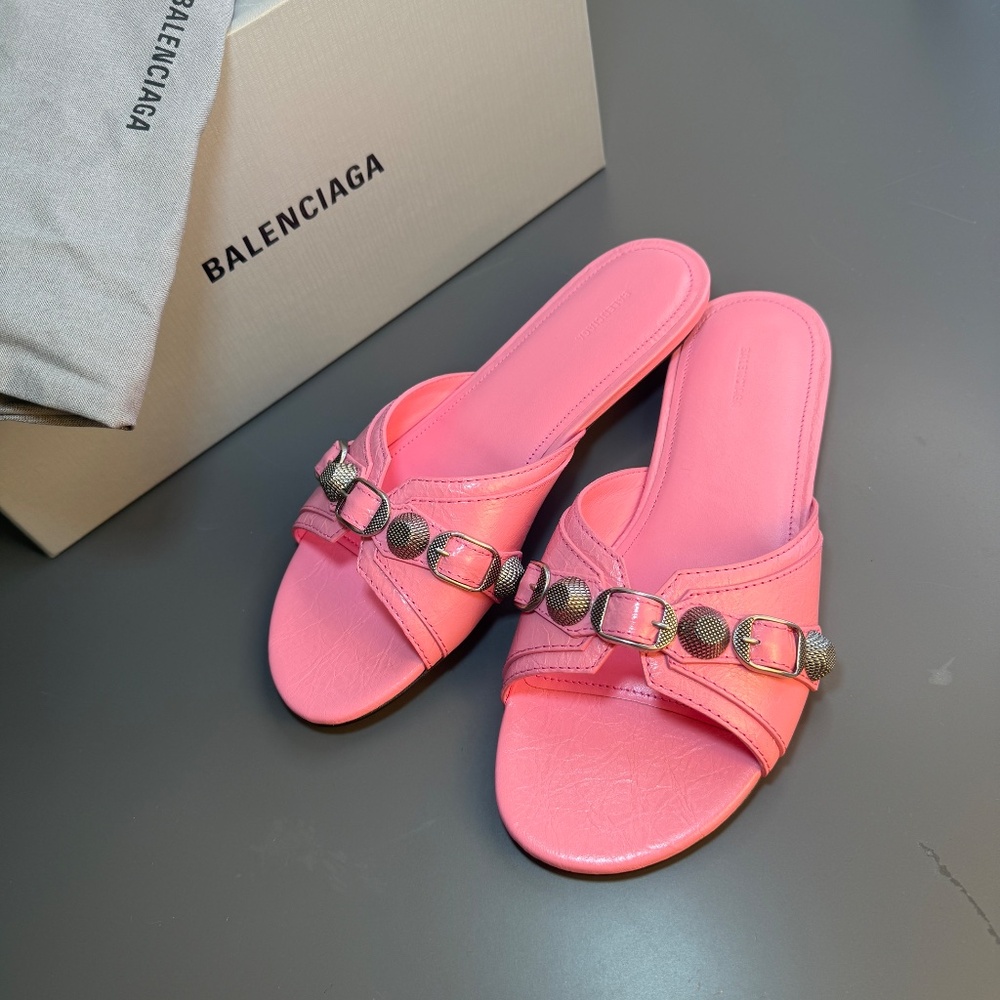 NWT Balenciaga Cagole flat sandal mule size 37 - 7US pink lambskin